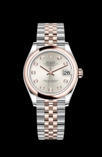 Rolex Datejust 31 Stainless Steel / Rose Gold / Domed / Silver - Diamond / Jubilee