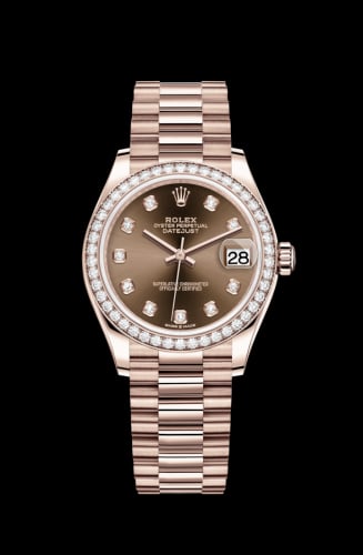 Rolex Datejust 31 Rose Gold / Diamond / Chocolate - Diamond / President