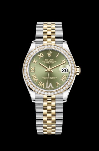Rolex Datejust 31 Stainless Steel / Yellow Gold / Diamond / Olive - Roman / Jubilee