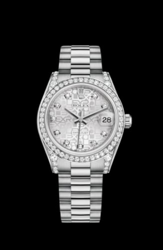 Rolex Datejust 31 White Gold Diamond / President / Silver Computer