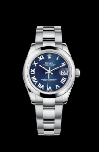 Rolex Datejust 31 Stainless Steel Domed / Oyster / Blue Roman