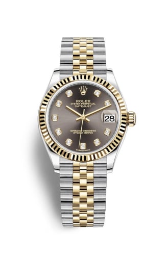 Rolex Datejust 31 Stainless Steel / Yellow Gold / Fluted / Grey - Diamond / Jubilee