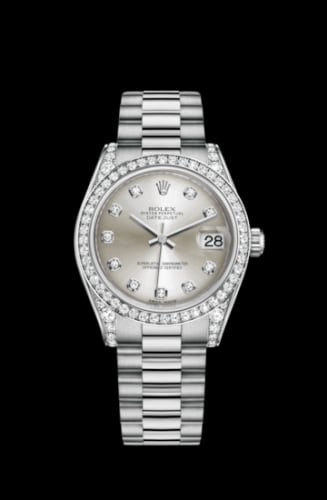 Rolex Datejust 31 White Gold Diamond / President / Silver Diamond