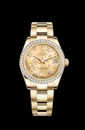 Rolex Datejust 31 Yellow Gold Diamond / Oyster / Champagne Floral