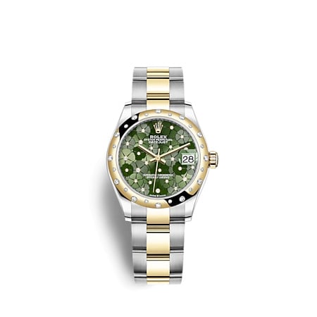 Rolex Datejust 31 Stainless Steel / Yellow Gold / Domed - Diamond / Olive - Floral / Oyster