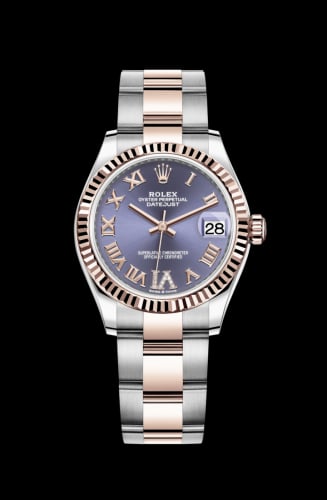 Rolex Datejust 31 Stainless Steel/ Rose Gold / Fluted / Aubergine - Roman / Oyster