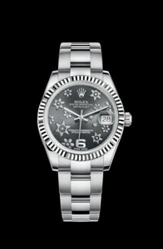 Rolex Datejust 31 Stainless Steel Fluted / Oyster / Dark Rhodium Floral