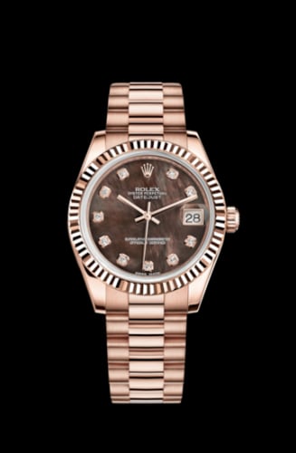Rolex Datejust 31 Everose Fluted / President / Black MOP