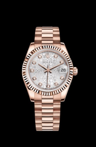 Rolex Datejust 31 Everose Fluted / President / Silver Computer