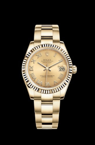 Rolex Datejust 31 Yellow Gold Fluted / Oyster / Champagne Roman
