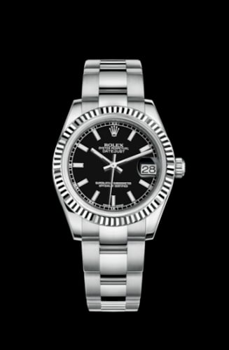 Rolex Datejust 31 Stainless Steel Fluted / Oyster / Black