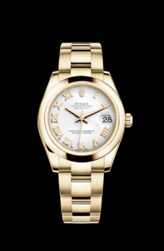 Rolex Datejust 31 Yellow Gold Domed / Oyster / White Roman