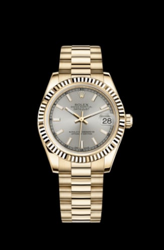 Rolex Datejust 31 Yellow Gold Fluted / President / Silver