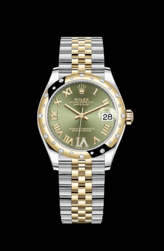 Rolex Datejust 31 Stainless Steel / Yellow Gold / Domed - Diamond / Olive - Roman / Jubilee