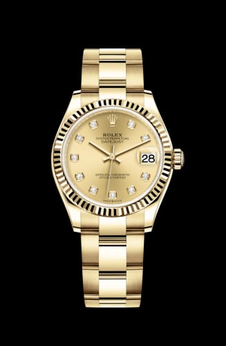 Rolex Datejust 31 Yellow Gold / Fluted / Champagne - Diamond / Oyster