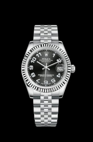 Rolex Datejust 31 Stainless Steel Fluted / Jubilee / Black - Arabic
