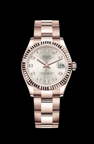 Rolex Datejust 31 Rose Gold / Fluted / Silver - Diamond / Oyster