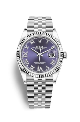 Rolex Datejust 36 Stainless Steel / Fluted / Aubergine Roman-Diamonds / Jubilee