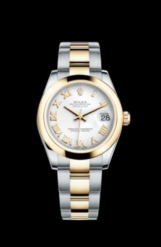 Rolex Datejust 31 Rolesor Yellow Domed / Oyster / White Roman