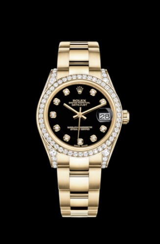 Rolex Datejust 31 Yellow Gold Diamond / President / Black Diamond