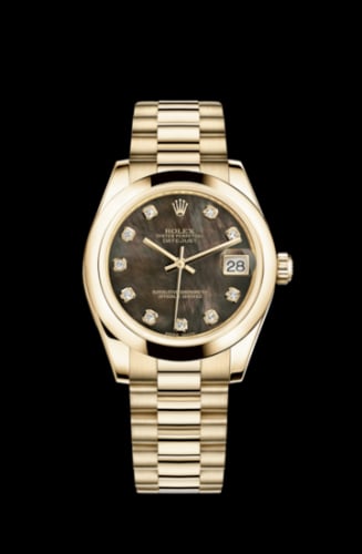 Rolex Datejust 31 Yellow Gold Domed / President / Black MOP