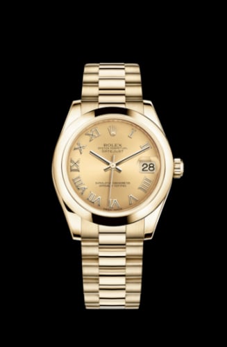 Rolex Datejust 31 Yellow Gold Domed / President / Champagne Roman