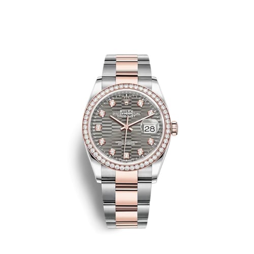 Rolex Datejust 36 Stainless Steel / Everose / Diamond / Slate - Fluted - Diamond / Oyster