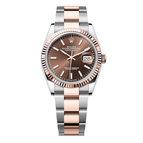 Rolex Datejust 36 Stainless Steel - Everose - Fluted / Chocolate / Oyster