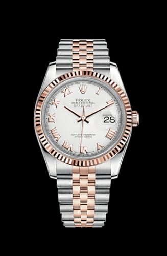 Rolex Datejust 36 Rolesor Everose Fluted / Jubilee / White Roman