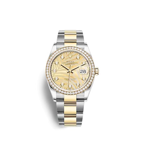 Rolex Datejust 36 Stainless Steel - Yellow Gold - Diamond / Champagne - Palm - Diamond / Oyster