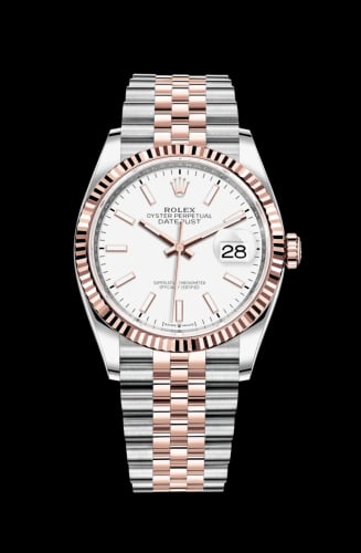 Rolex Datejust 36 Stainless Steel / Everose / Fluted / White / Jubilee
