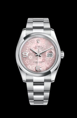 Rolex Datejust 36 Stainless Steel Domed / Oyster / Pink Floral