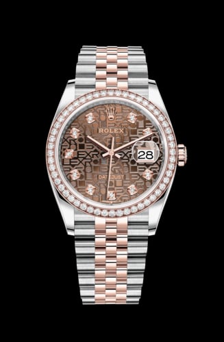 Rolex Datejust 36 Stainless Steel / Everose / Diamond / Chocolate Computer / Jubilee