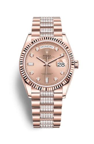 Rolex Day-Date 36 Everose Gold / Fluted / Rose-Diamond / President-Diamond