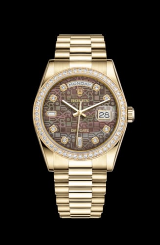 Rolex Day-Date 36 Yellow Gold Diamonds / President / Black MOP Computer