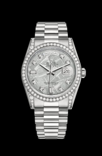 Rolex Day-Date 36 White Gold Diamonds / President / Meteorite