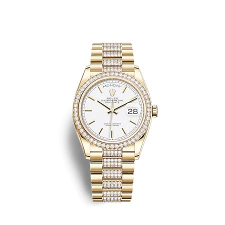 Rolex Day-Date 36 Yellow Gold Diamond / White / President - Diamond