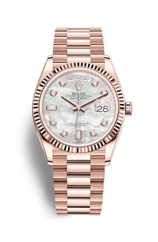 Rolex Day-Date 36 Everose Gold / Fluted / MOP-Diamond / President