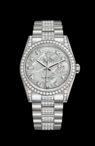 Rolex Day-Date 36 White Gold Diamonds / President Diamonds / Meteorite