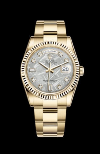 Rolex Day-Date 36 Yellow Gold Fluted Oyster Meteorite Diamonds