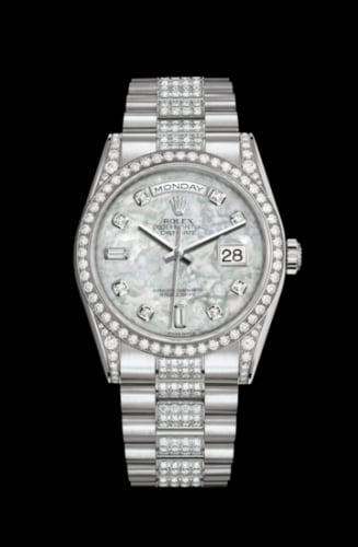 Rolex Day-Date 36 White Gold Diamonds / President Diamond / MOP