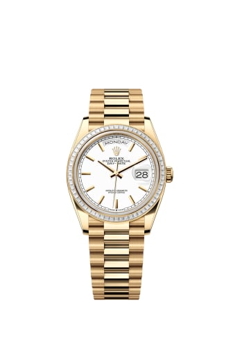 Rolex Day-Date 36 Yellow Gold - Baguette / White / President