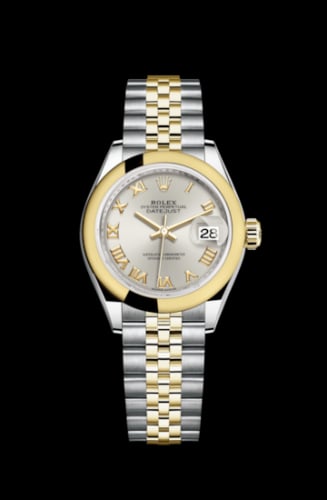Rolex Lady-Datejust 28 Rolesor Yellow Domed / Jubilee / Silver Roman