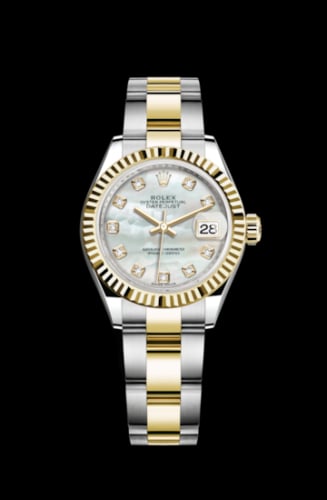 Rolex Lady-Datejust 28 Rolesor Yellow Fluted / Oyster / MOP