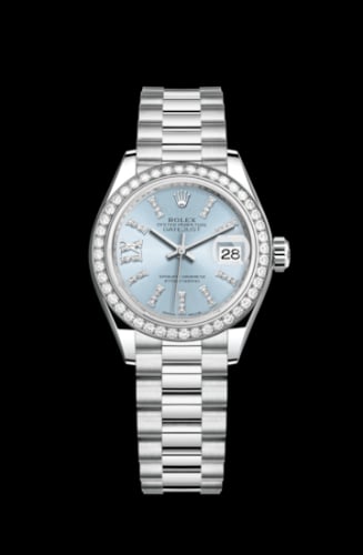 Rolex Lady-Datejust 28 Platinum Diamond / President / Ice Blue Diamonds