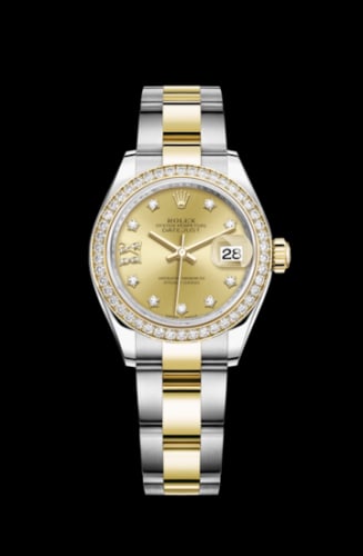 Rolex Lady-Datejust 28 Rolesor Yellow Diamond / Oyster / Champagne Diamond