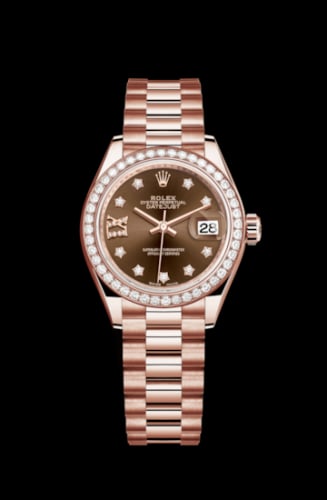 Rolex Lady-Datejust 28 Everose Diamond / President / Chocolate Diamond