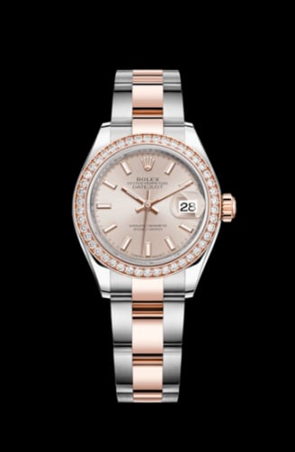 Rolex Lady-Datejust 28 Rolesor Rose Diamond / Oyster / Sundust
