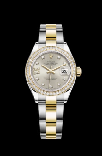 Rolex Lady-Datejust 28 Rolesor Yellow Diamond / Oyster / Silver Diamond