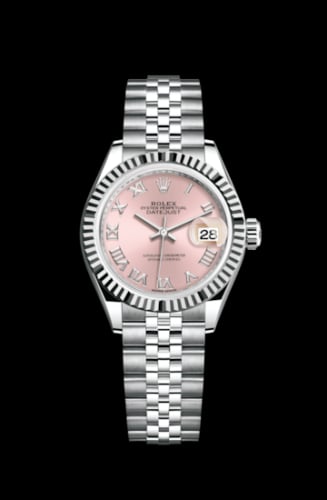 Rolex Lady-Datejust 28 Stainless Steel Fluted / Pink - Roman / Jubilee